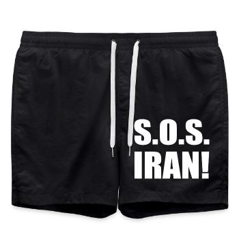 Sos iran - Swim Trunks - black - Front - AI Model Male 185 light (185cm)