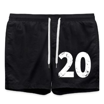 Cool Number 20 - 20 Years Old 20th Birthday Gift - Swim Trunks - black - Front - AI Model Male 185 light (185cm)