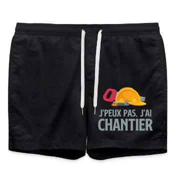 Je peux pas j ai chantier - Short de bain - noir - Devant - AI Model Male 185 light (185cm)