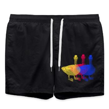 Canard, pop art, canards colorés - Short de bain - noir - Devant - AI Model Male 185 light (185cm)