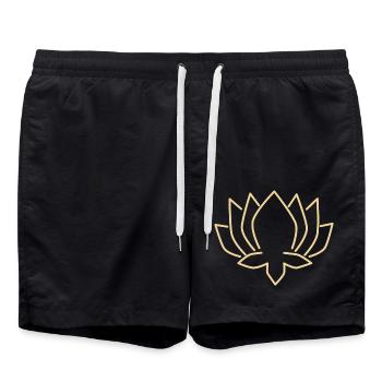 Lotus Blume creme. Blüte in edlem creme gold yoga - Badeshorts - Schwarz - Vorne - AI Model Male 185 light (185cm)