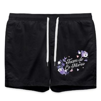 Lila Blumen Braut Team - Badeshorts - Schwarz - Vorne - AI Model Male 185 light (185cm)