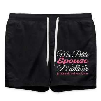 Cadeau épouse d'amour, meilleure épouse je t'aime - Short de bain - noir - Devant - AI Model Male 185 light (185cm)