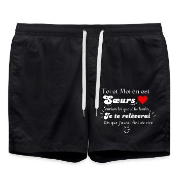 toi et moi on est sœur -citation humour - Short de bain - noir - Devant - AI Model Male 185 light (185cm)