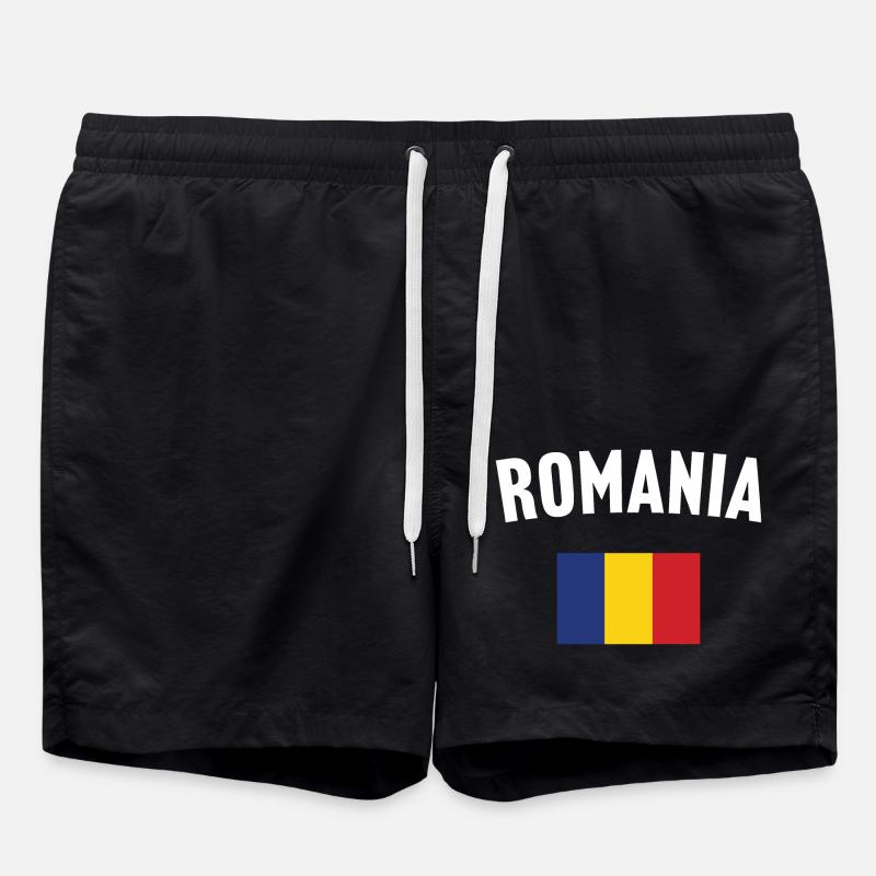 Romania Flag - Swim Trunks - black