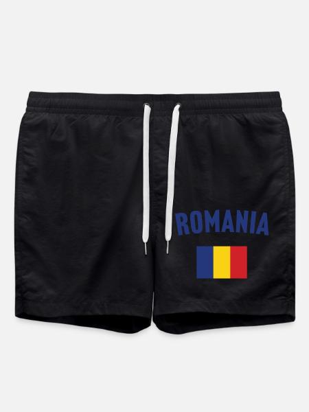 Romania Flag - Swim Trunks - black