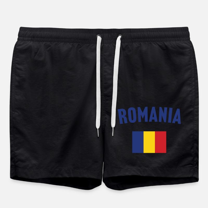 Romania Flag - Swim Trunks - black
