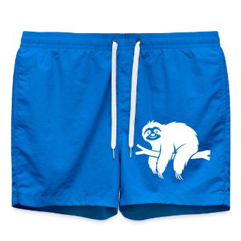Minimalistisches Faultier entspannt auf einem Ast - Badeshorts - Cobalt blue - Vorne