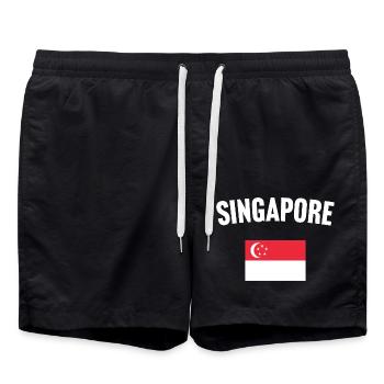 Drapeau de Singapour - Short de bain - noir - Devant - AI Model Male 185 light (185cm)