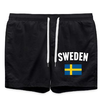 Sweden Flag - Swim Trunks - black - Front - AI Model Male 185 light (185cm)