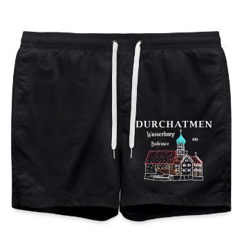 Wasserburg am Bodensee, Durchatmen, Germany - Swim Trunks - black - Front - AI Model Male 185 light (185cm)