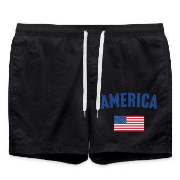 America Flag - Swim Trunks - black - Front - AI Model Male 185 light (185cm)