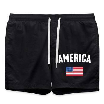America Flag - Swim Trunks - black - Front - AI Model Male 185 light (185cm)