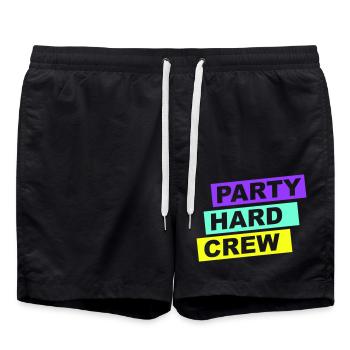 Party Hard Crew Mitglied Team Club Freunde Feiern - Badeshorts - Schwarz - Vorne - AI Model Male 185 light (185cm)