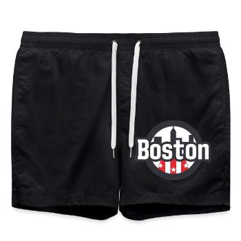 Boston USA Geschenk - Badeshorts - Schwarz - Vorne - AI Model Male 185 light (185cm)