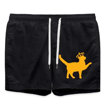 King Cat Royale Crown Queen King Silhouette - Swim Trunks - black - Front - AI Model Male 185 light (185cm)