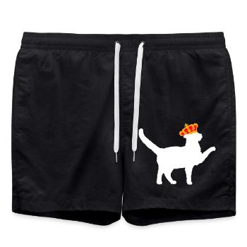 King Cat Royale Crown Queen King Silhouette - Swim Trunks - black - Front - AI Model Male 185 light (185cm)