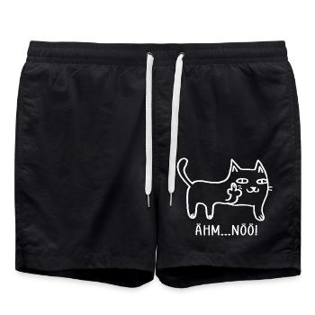 Lustige Katze Mittelfinger Nö Nein - Badeshorts - Schwarz - Vorne - AI Model Male 185 light (185cm)