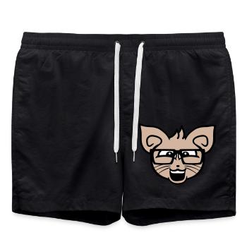 Nerd chat lunettes à monture de corne geek tête de chaton intelligent - Short de bain - noir - Devant - AI Model Male 185 light (185cm)