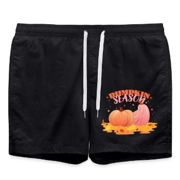 Kürbis Saison - Farbige Illustration mit Text - Badeshorts - Schwarz - Vorne - AI Model Male 185 light (185cm)