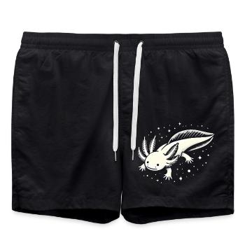 Cosmic Axolotl Illustration - Swim Trunks - black - Front - AI Model Male 185 light (185cm)