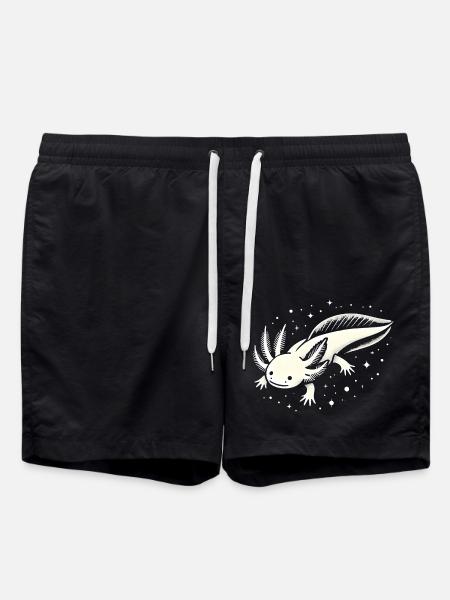 Cosmic Axolotl Illustration - Swim Trunks - black
