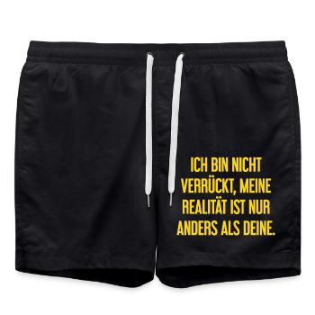 I'm not crazy – my reality is different - Swim Trunks - black - Front - AI Model Male 185 light (185cm)