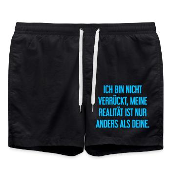 I'm not crazy – my reality is different - Swim Trunks - black - Front - AI Model Male 185 light (185cm)