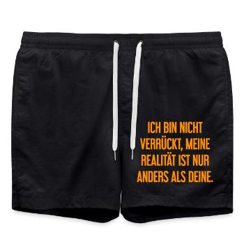 I'm not crazy – my reality is different - Swim Trunks - black - Front - AI Model Male 185 light (185cm)