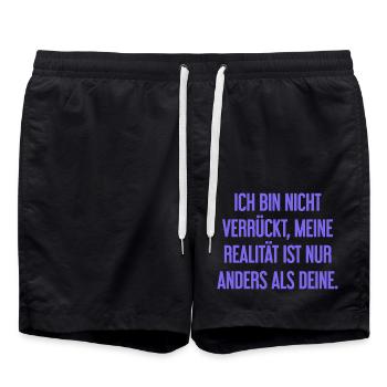 I'm not crazy – my reality is different - Swim Trunks - black - Front - AI Model Male 185 light (185cm)
