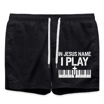 Praise through piano music - Swim Trunks - black - Front - AI Model Male 185 light (185cm)