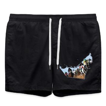 (Émirats arabes unis) Carte des Émirats Courses de chevaux encadrées - Short de bain - noir - Devant - AI Model Male 185 light (185cm)