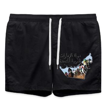 (Émirats arabes unis) Carte des Émirats encadrée courses de chevaux AE - Short de bain - noir - Devant - AI Model Male 185 light (185cm)