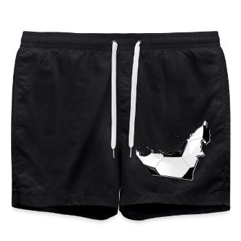 (VAE) Emirate Landkarte umrahmt echten Fußball - Badeshorts - Schwarz - Vorne - AI Model Male 185 light (185cm)