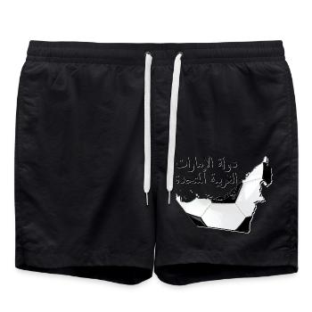 (VAE) Emirate Landkarte umrahmt echten Fußball AE - Badeshorts - Schwarz - Vorne - AI Model Male 185 light (185cm)