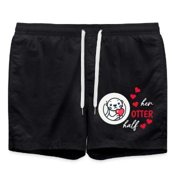 Loutre demi-amour cadeau - Short de bain - noir - Devant - AI Model Male 185 light (185cm)