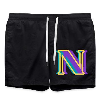 Lettre n multicolore - Short de bain - noir - Devant - AI Model Male 185 light (185cm)