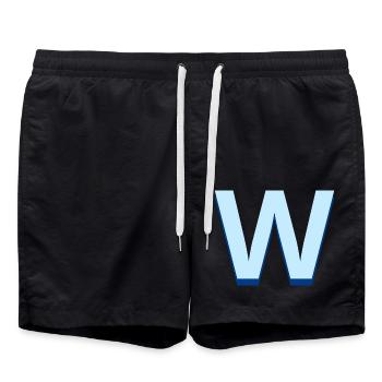 Pop und moderner blauer Buchstabe w - Badeshorts - Schwarz - Vorne - AI Model Male 185 light (185cm)