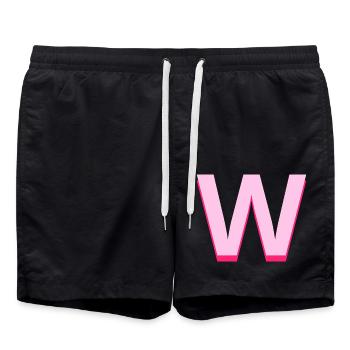 Pop und moderner rosa Buchstabe w - Badeshorts - Schwarz - Vorne - AI Model Male 185 light (185cm)
