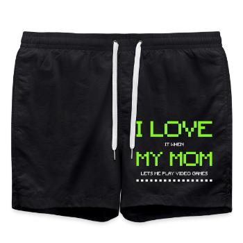 I Love My Mom - Gamer Teen Boys Funny Video Game - Short de bain - noir - Devant - AI Model Male 185 light (185cm)