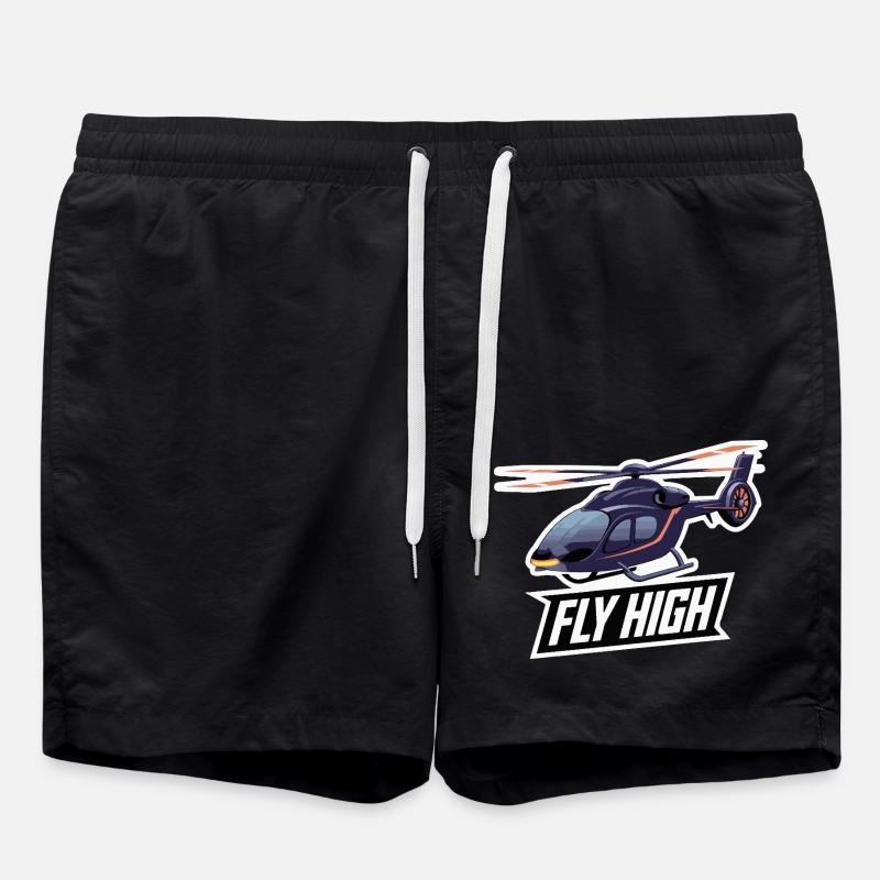 HELICOPTER, FLY HIGH - Swim Trunks - black