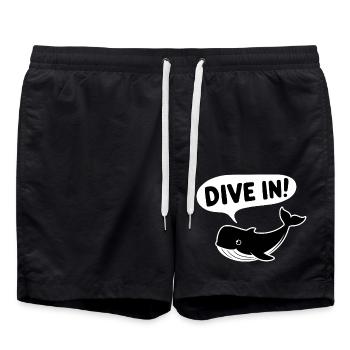 Dive In! - Funny Whale - Swim Trunks - black - Front - AI Model Male 185 light (185cm)
