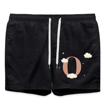 Lettre o nuages étoiles - Short de bain - noir - Devant - AI Model Male 185 light (185cm)
