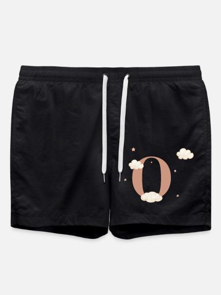 Letter o clouds stars - Swim Trunks - black