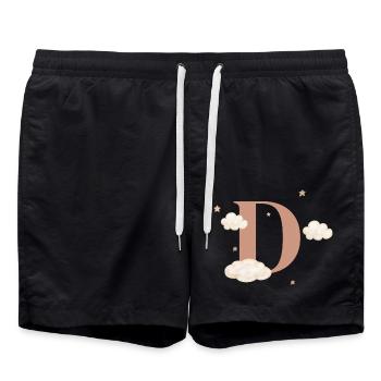 Lettre d nuages étoiles - Short de bain - noir - Devant - AI Model Male 185 light (185cm)