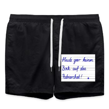 Today I don't feel like patriarchy at all - Swim Trunks - black - Front - AI Model Male 185 light (185cm)