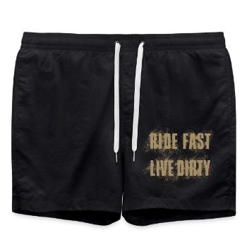 RIDE FAST LIVE DIRTY – MOUNTAINBIKE - MOTOCROSS - Badeshorts - Schwarz - Vorne - AI Model Male 185 light (185cm)