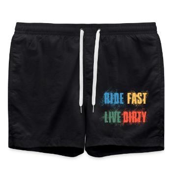 RIDE FAST LIVE DIRTY – MOUNTAINBIKE - MOTOCROSS - Badeshorts - Schwarz - Vorne - AI Model Male 185 light (185cm)