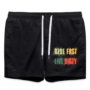 RIDE FAST LIVE DIRTY – MOUNTAINBIKE - MOTOCROSS - Badeshorts - Schwarz - Vorne - AI Model Male 185 light (185cm)