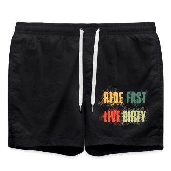RIDE FAST LIVE DIRTY – MOUNTAINBIKE - MOTOCROSS - Badeshorts - Schwarz - Vorne - AI Model Male 185 light (185cm)